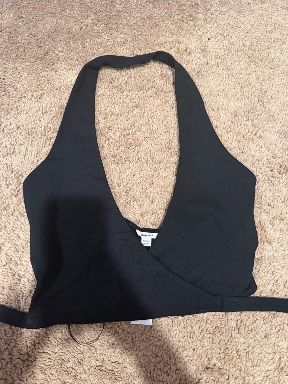 Garage Black Halter Wrap Crop Top